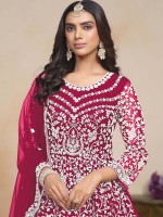 Rani Pink Soft Net Designer Salwar Kameez